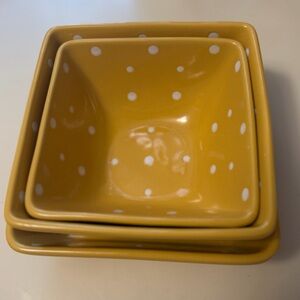 Temp-Tations 3 Piece Yellow Polka Dot Bowl